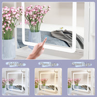 39.4" Modern White Vanity Desk Makeup Table Large Sliding Lighted Mirror Dressing Table With 5 Drawers Hidden Shelves