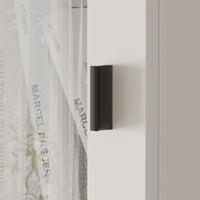 15.7" Modern White 5-Tier Slim Bookcase with Tempered Glass Door
