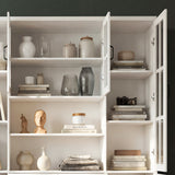 63 inches Modern White 2-Drawer Bookcase with Glass Doors