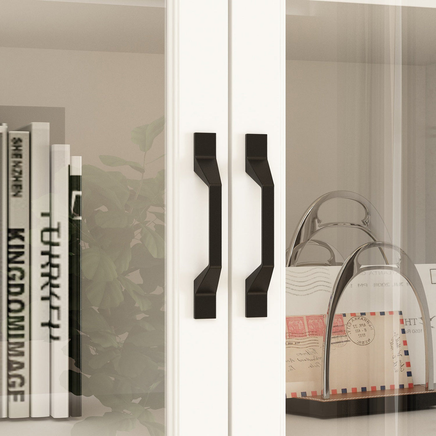 Vila 47" Classic White Display Cabinet & Bookcase with 2 Drawers and Glass Doors