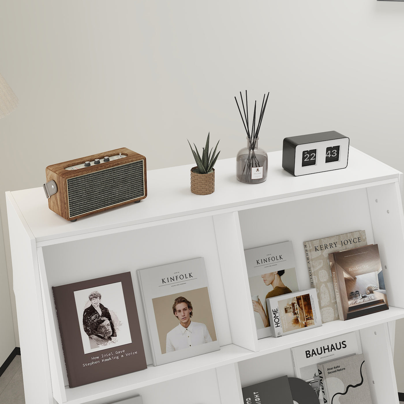 39.4" Modern White Display Bookcase with Open Shelves