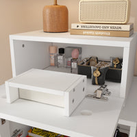18.9" Modern Creative White Nightstand With Robot Shape And 360°Rotation