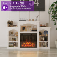 58.8" Modern Classic White TV Stand With Light Electronic Fireplace Open Shelves