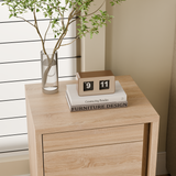 23.6" Oak Engineered Wood 3-Drawer Lockable Smart Nightstand with Hidden Gun Storage Cabinet