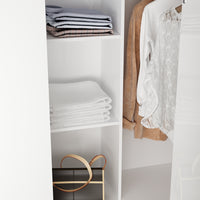 35.4" Modern White L-Shaped Corner Wardrobe with Top Cabinet