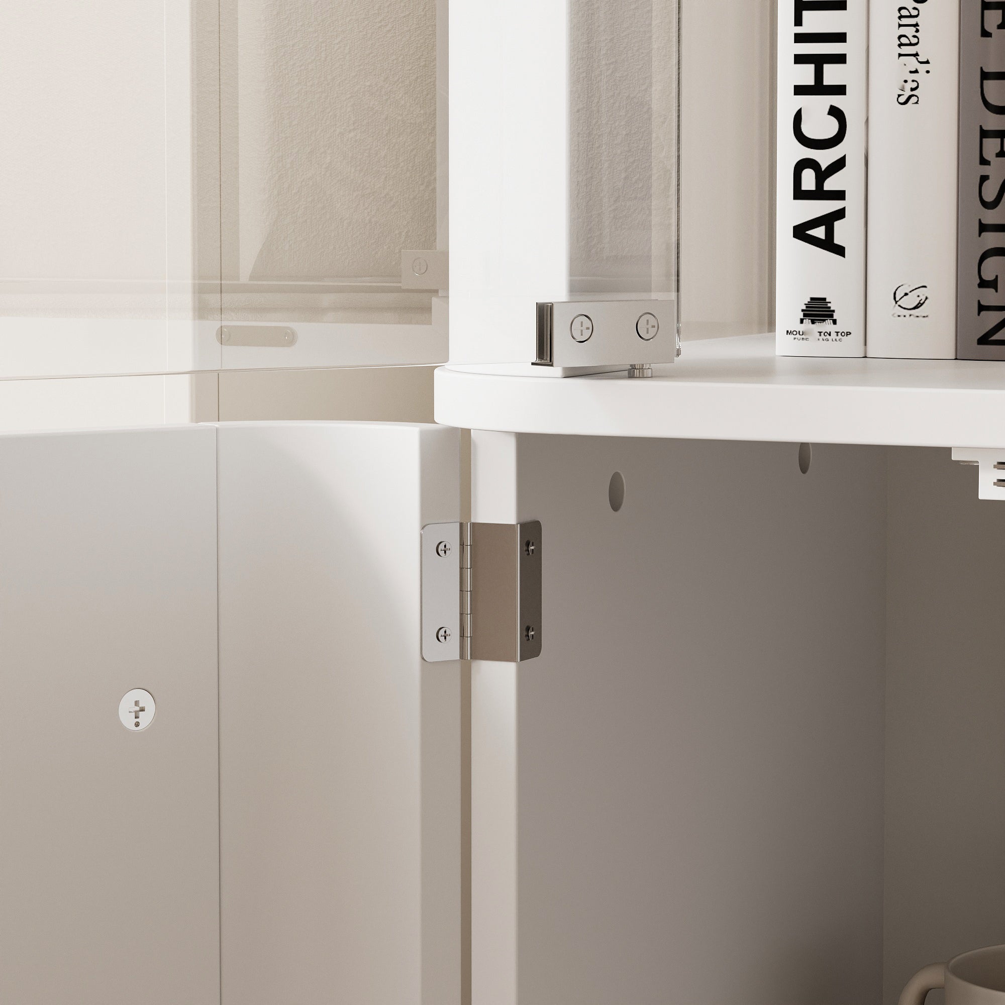 71'' H Glass Design Display Bookcase & Cabinet & Pantry