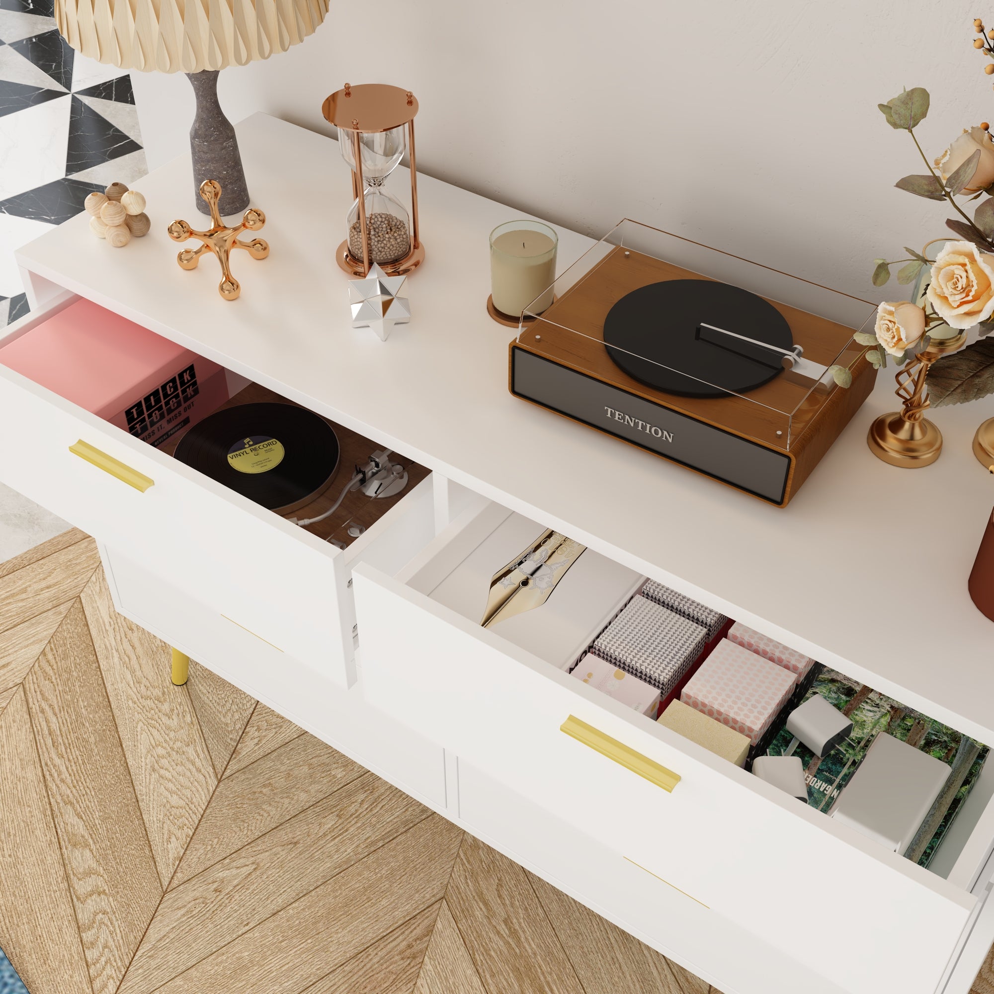 Modern Sideboard Double Dresser with 6 Drawers