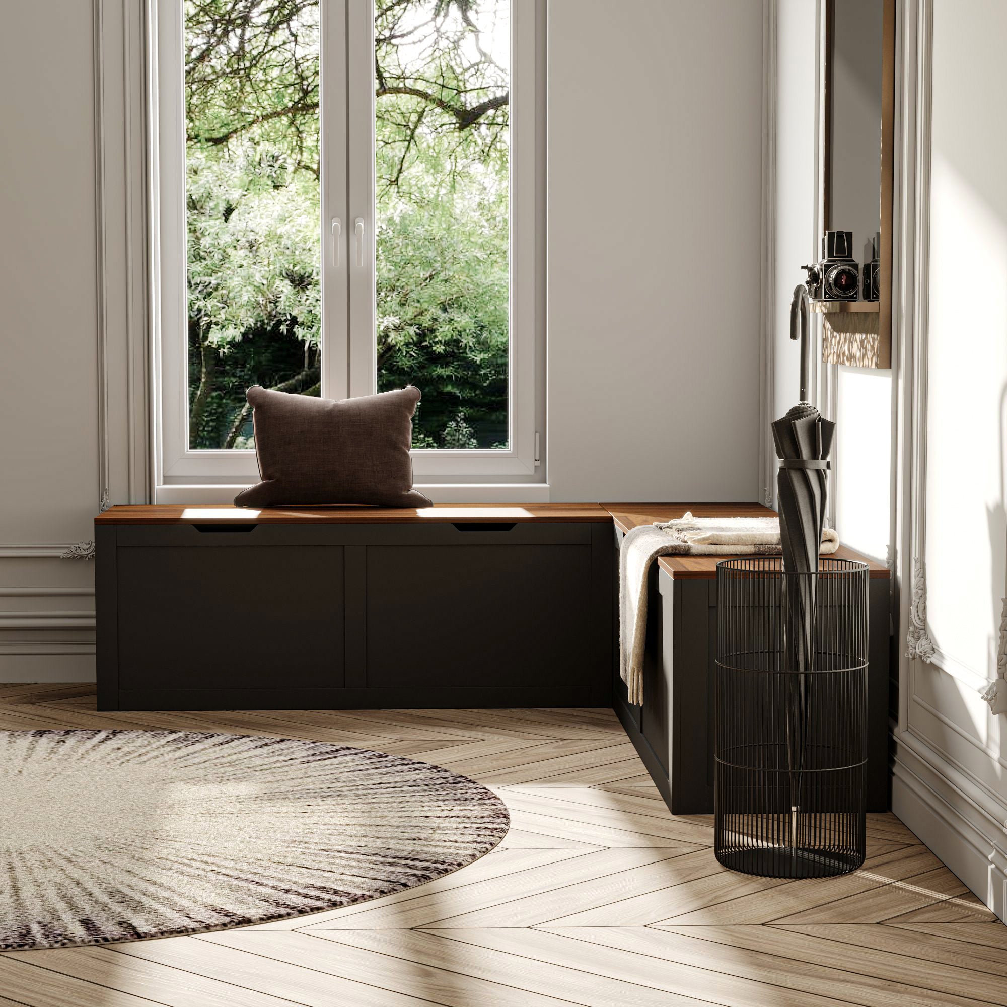 Corner Shoe Storage Bench