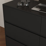 51.2" Modern Minimalist White/Black L-Shaped Rotatable Dresser Writing Table with 6 Drawers
