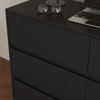 51.2" Modern Minimalist White/Black L-Shaped Rotatable Dresser Writing Table with 6 Drawers