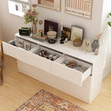55.1 inch Elegant White Dresser with 9 Drawers & Gold Handles