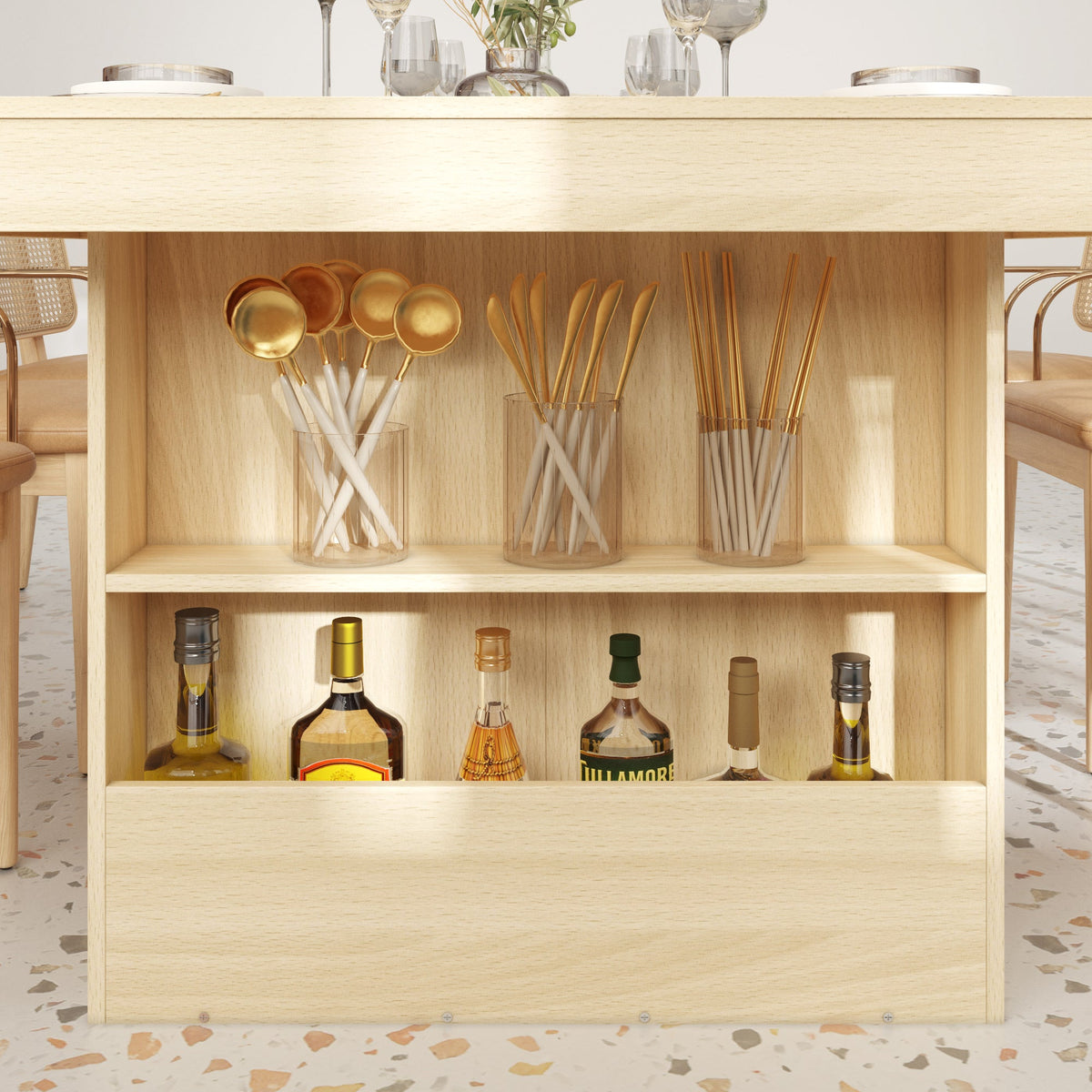 78.7" Modern Wood Dining Table with Storage Shelves