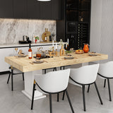78.7" Modern Natural Rectangular Dinning Table With Two Marble Legs