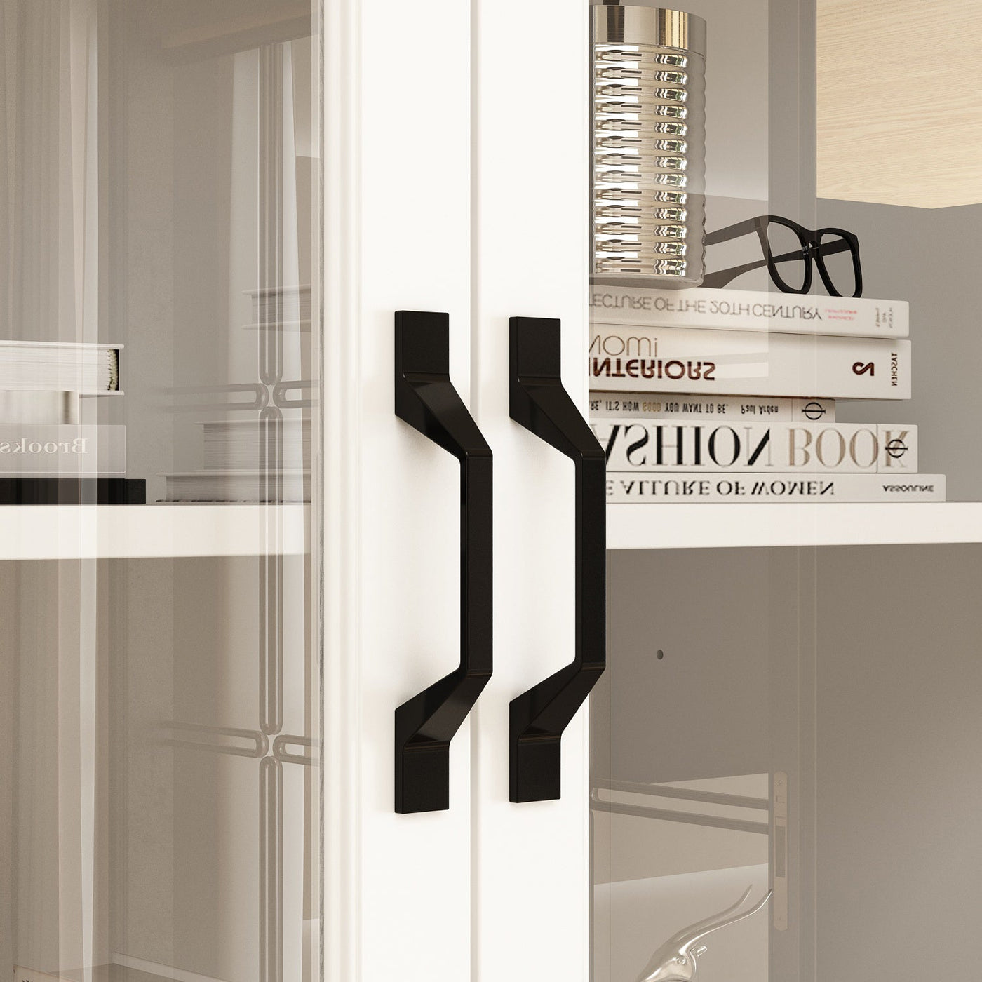 Vila 63" White Display Cabinet & Bookcase with Open Shelf and 3 Drawers