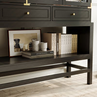 66" Modern Black Display Bookcase with Open Shelves, Glass Doors and 3 Drawers