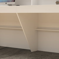 86.6" Contemporary White Reception Desk With Solid And Manufactured Wood