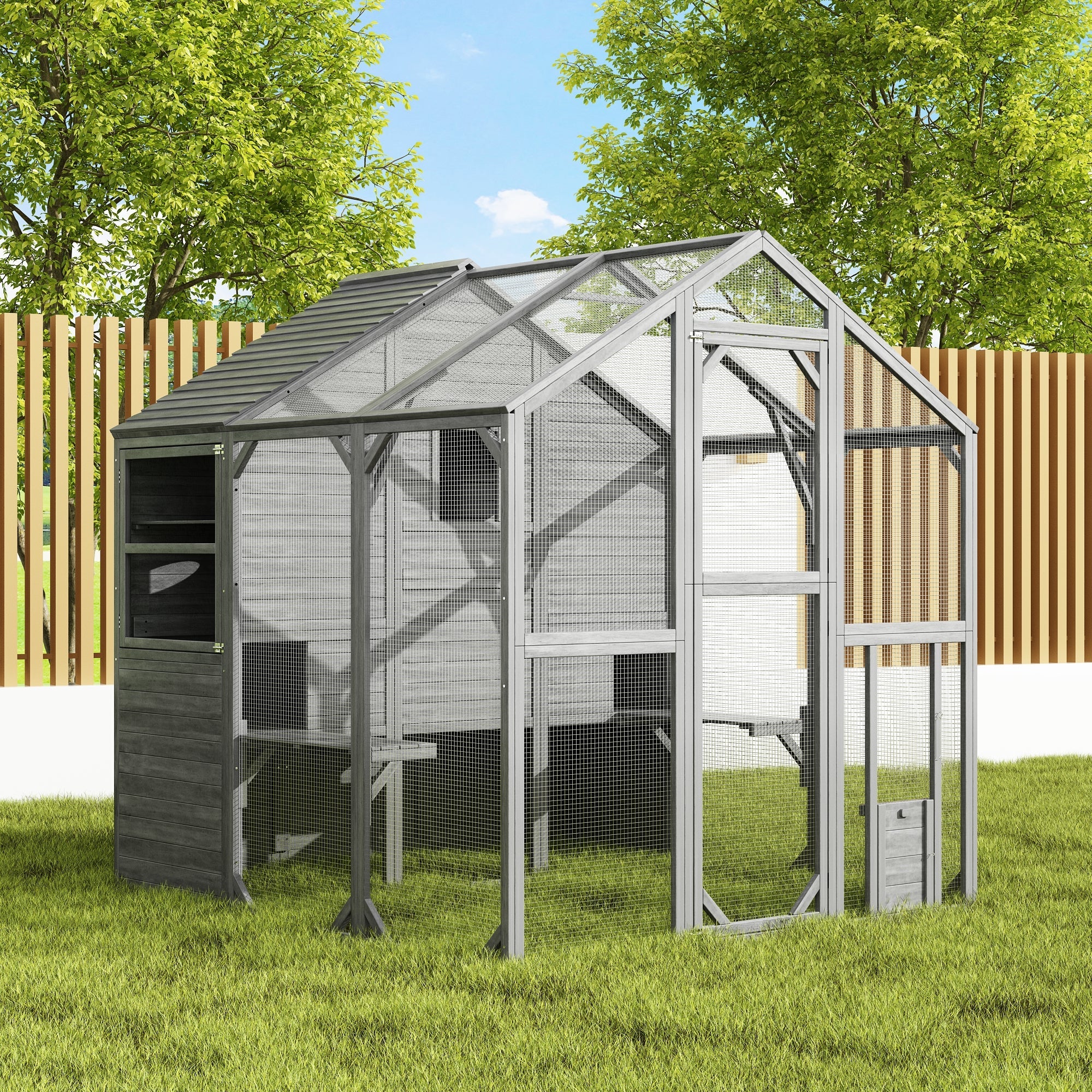 Large Outdoor Cat Enclosure with Cover and Multi-Level Design