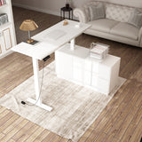 54.3 inches Minimalist Modern White Standing Desk With Electric Lift System and Memory Presets