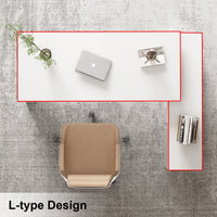 L-Shaped Computer Desk Writing and Gaming Desk with Drawers and Shelves for Home Office
