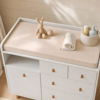 45" Modern White/Grey Changing Table Dresser with 4 Drawers and Open Shelf
