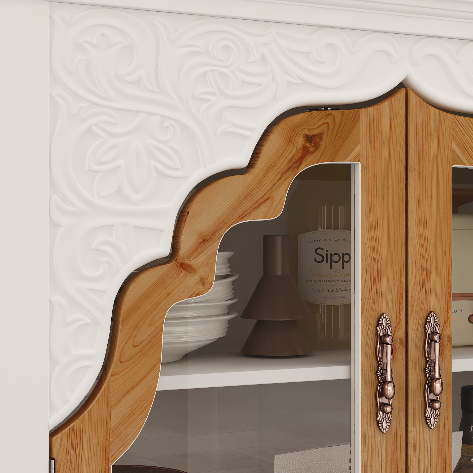 Elegant Soild Wood Modern Sideboard With 2 Doors And 2 Drawers, 39.4” Storage Cabinet With Adjustable Shelves, Versatile Console Table For Living Room Or Dining Room