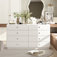 55.1" Modern White Double Dresser with Adjustable Lights