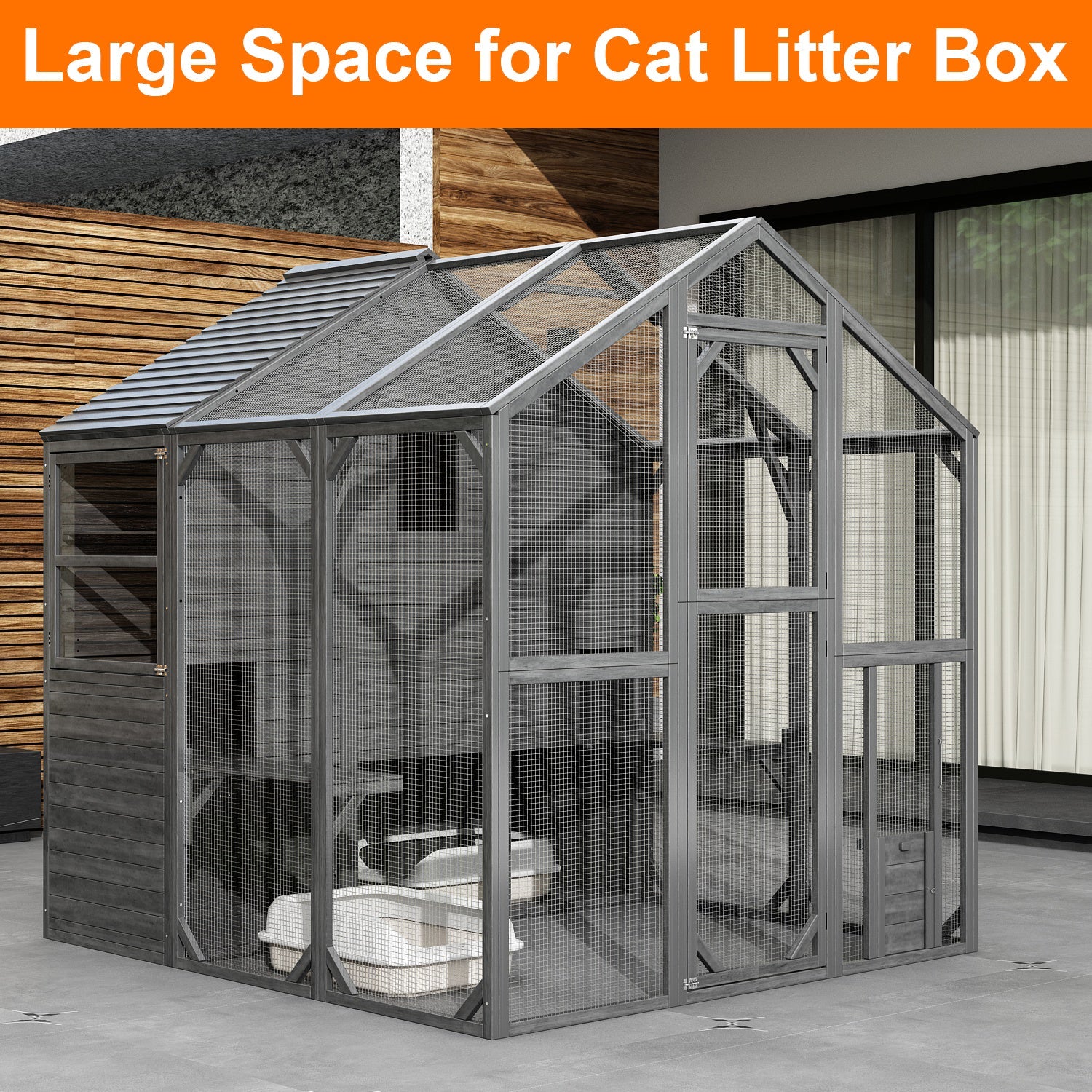 Large Outdoor Cat Enclosure with Cover and Multi-Level Design