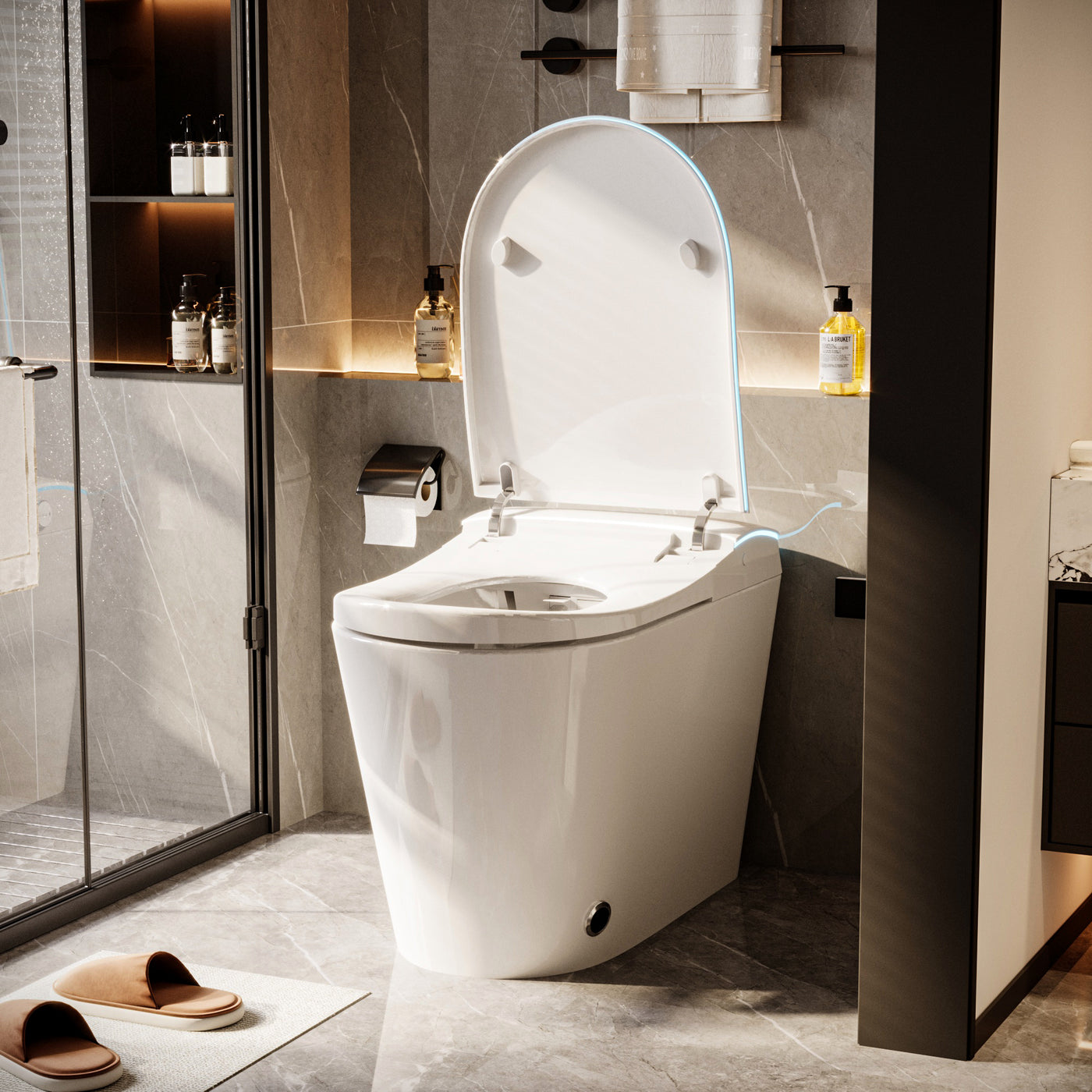28.2" Modern White Smart Bidet Toilet with UV Sterilization, Heated Seat, Pre-Wash and Warm Air Dryer
