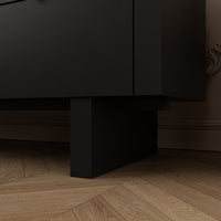 70.9" Modern Black Dresser With 8 Drawers And Gold Accents