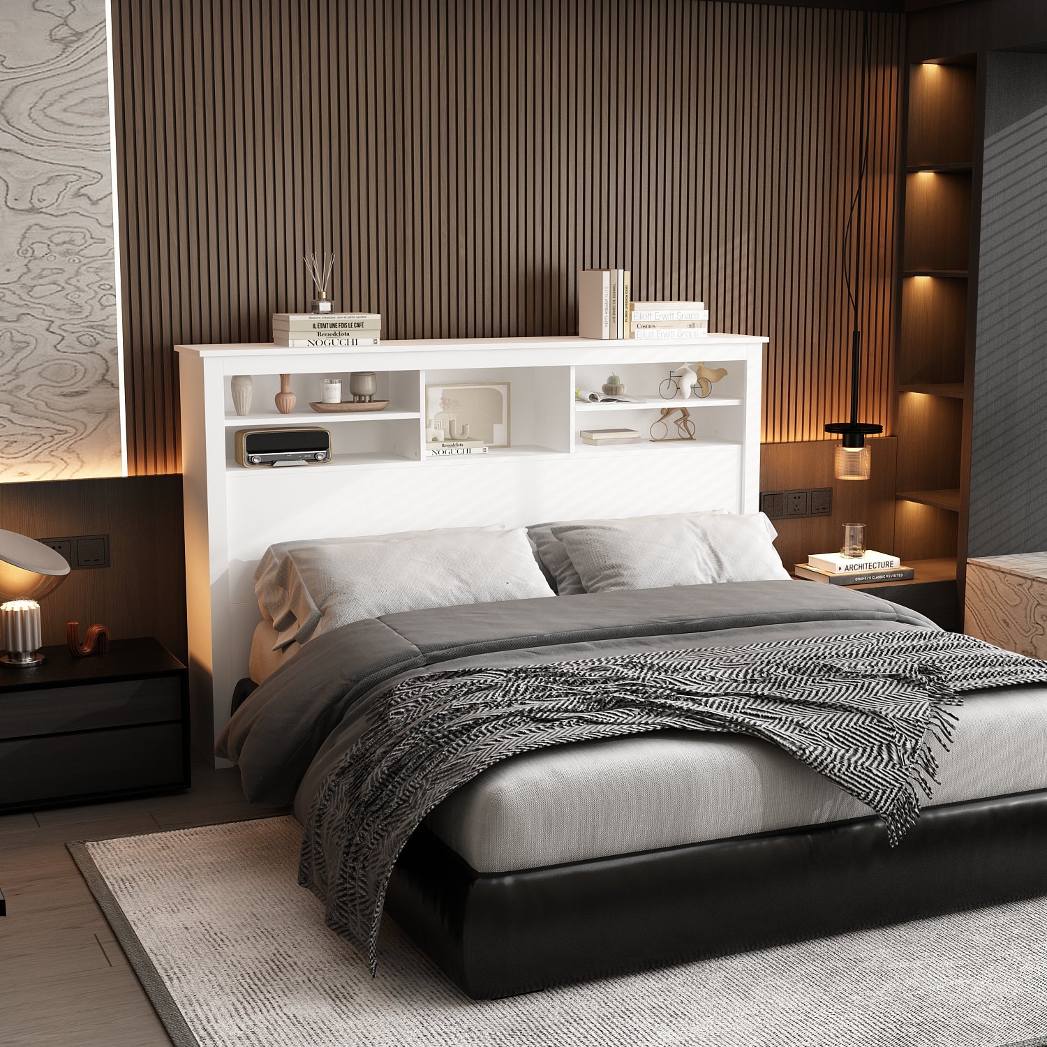 43'' H X 65'' W Queen Bookcase Headboard