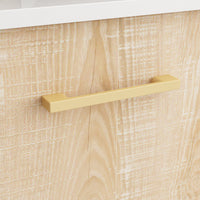 29.9" Modern Oak Bathroom Vanity Cabinet with White Stone Vessel Sink