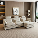 112 inch L-Shaped Modular Sectional Sofa with Ottoman and Pillows