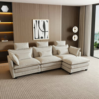112" L-Shaped Modular Sectional Sofa with Ottoman and Pillows