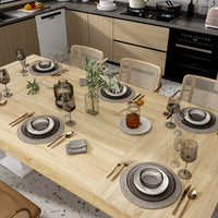 78.7" Modern Natural Rectangular Dinning Table With Two Marble Legs