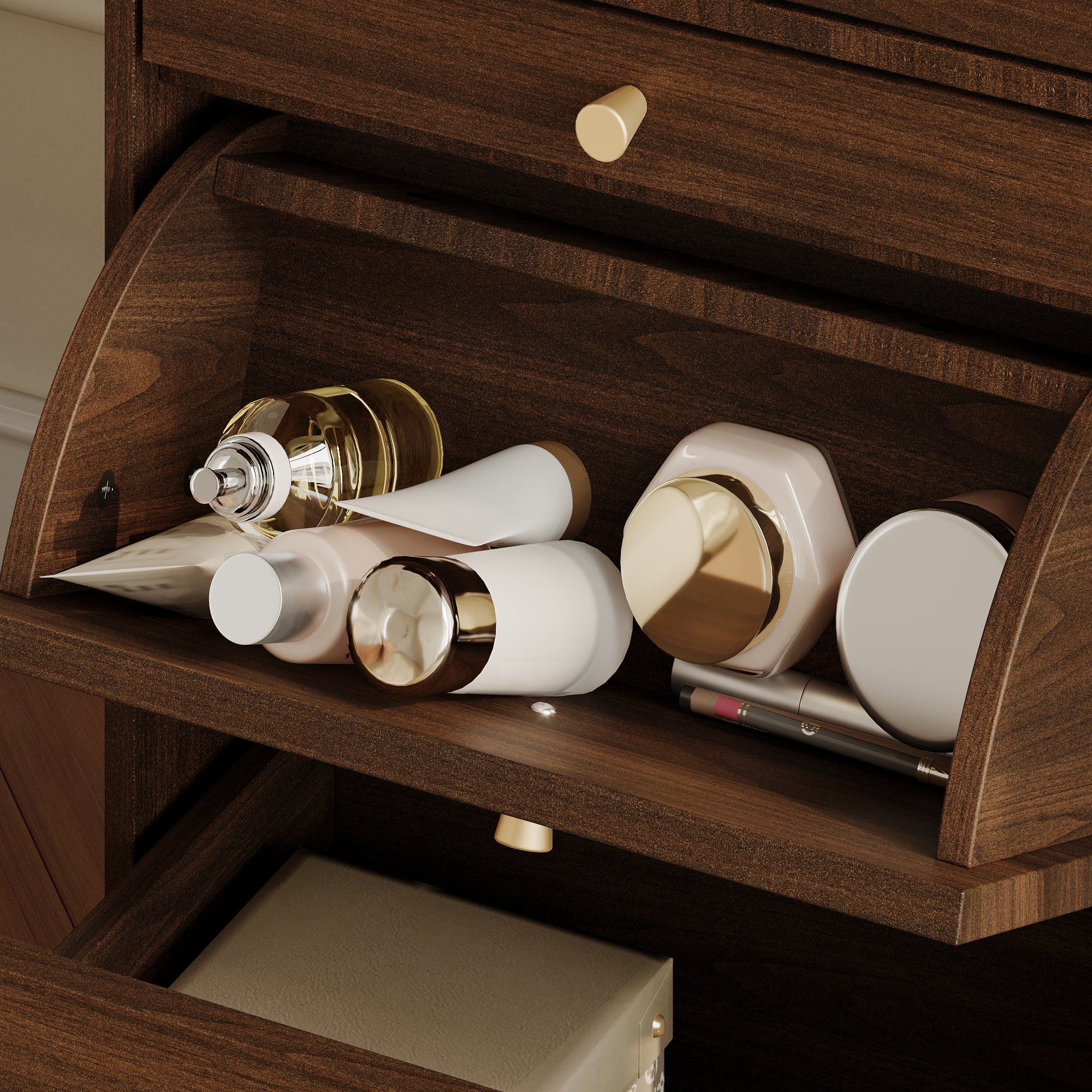 Movable Vanity Table With LED Mirror