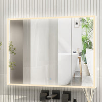 46.1" Minimalist Mirror Medicine Cabinet with Lights and Defogger