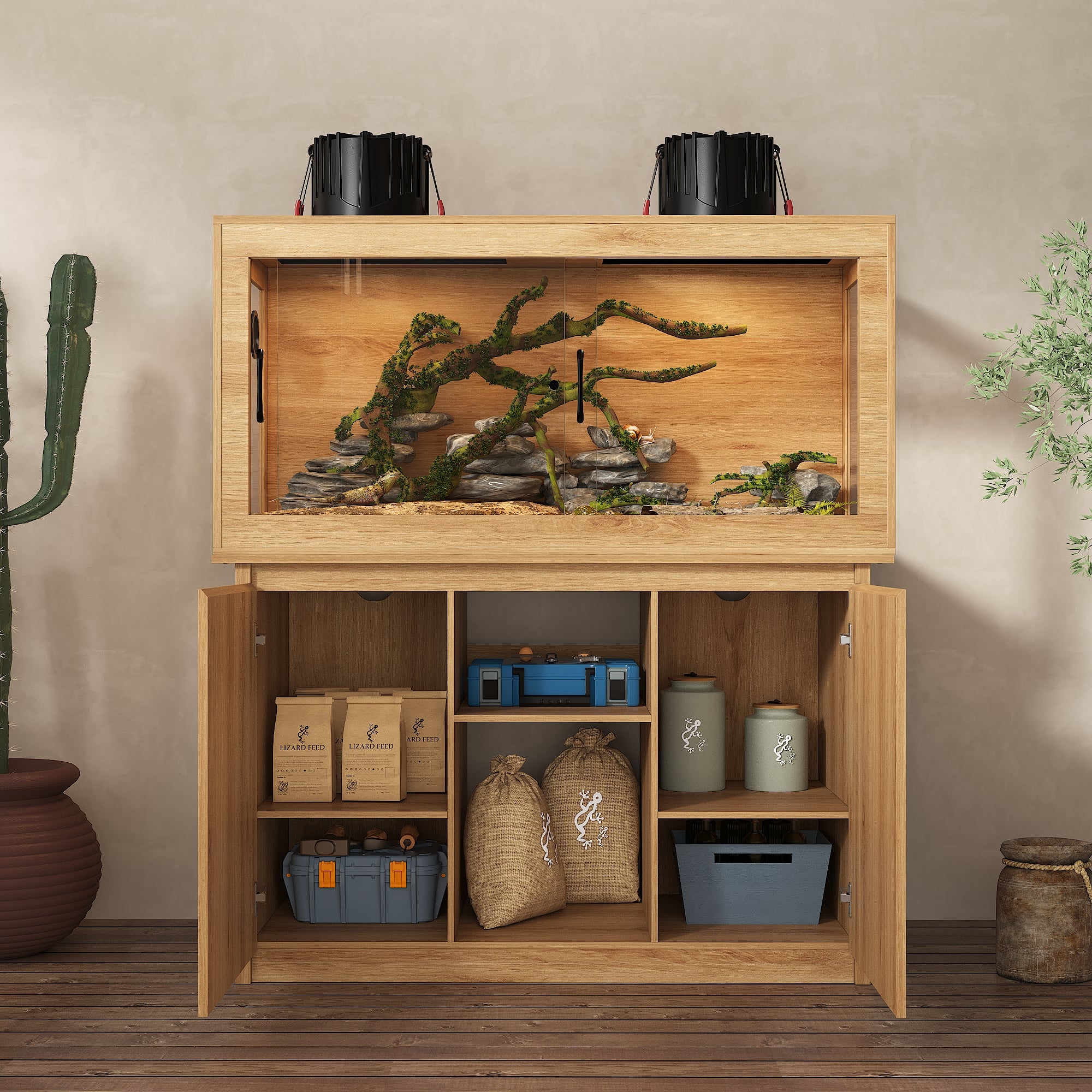 Natural Wood Reptile Terrarium 