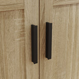 47.2 inch Modern Natural Wood Food Pantry Cabinet with Sliding Glass Doors & Ventilated Design