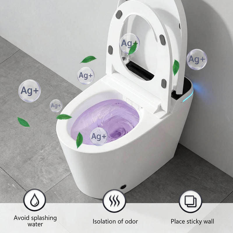 15.9 in. Modern White Smart Toilet with Heated Seat, Warm Dryer, Remote Control and Multiple Wash Modes