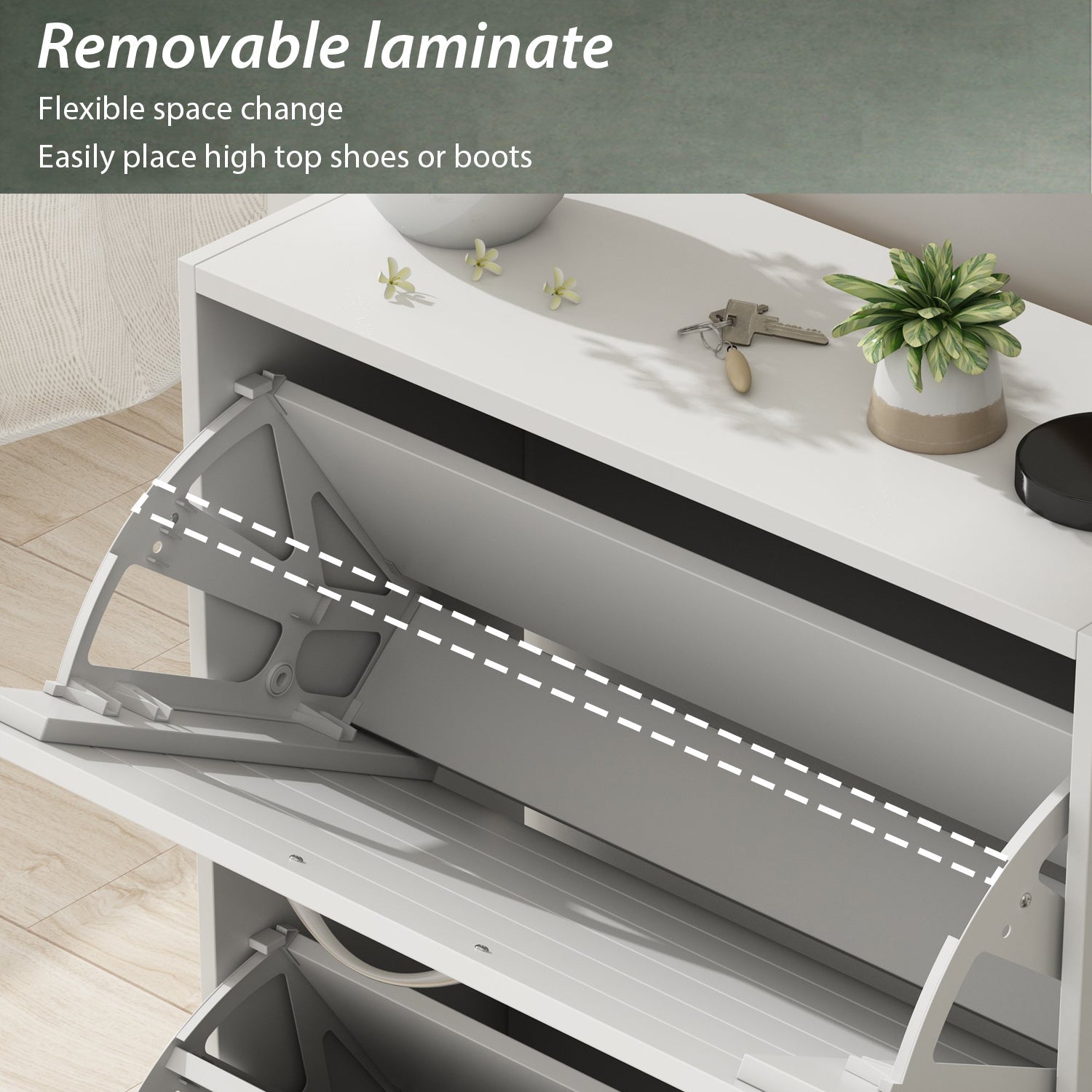 Farmhouse Shoe Cabinet 3 Flip Doors Shoe Organizer for Hallway Entryway