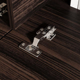 95.7" Modern Rustic Dark Brown Entertainment Center with 4 Pull-Down Doors