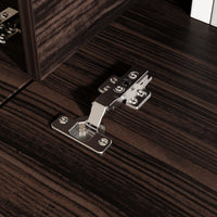 95.7" Modern Rustic Dark Brown Entertainment Center with 4 Pull-Down Doors