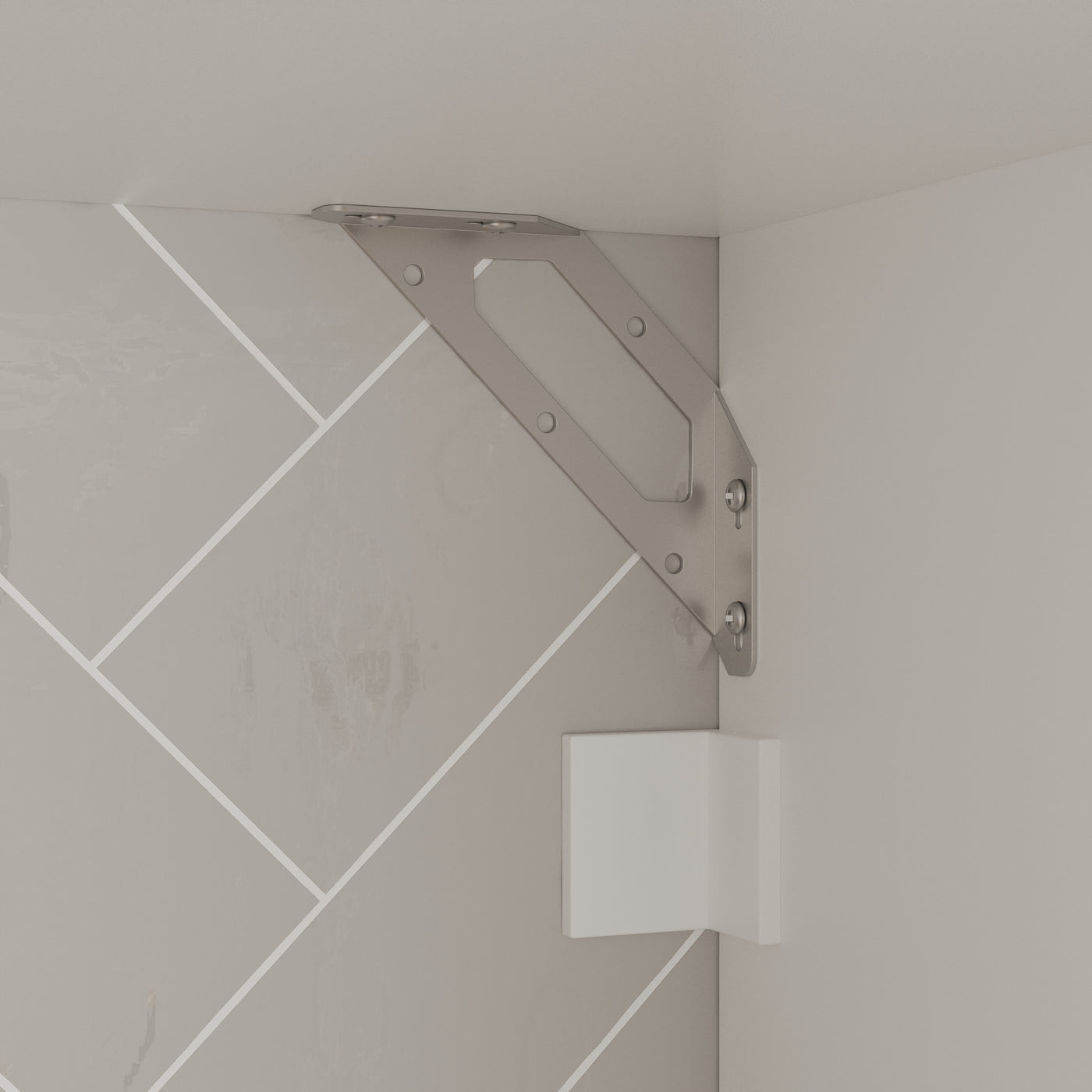 30" Modern White Food Pantry with Wall-Mounted Cabinet