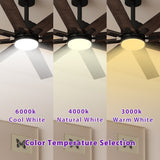 31 inches Modern Dark Brown Ceiling Fan with Dual-Tone Blades and 3-Color LED Light