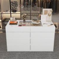 63" Modern White 1-Shelf Chest With 12 Drawers And Tempered Glass Top