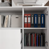 63" Modern White U-Shaped Standing Desk with 3 Memory Presets, Drawer and Open Storage