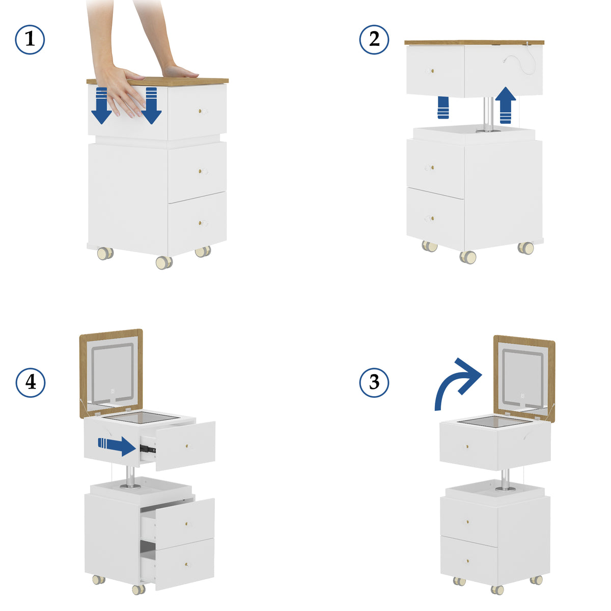 23.6 inch 360° Rotating White Makeup Vanity with Flip-Top LED Mirror & Adjustable Height