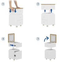 23.6" 360° Rotating White Makeup Vanity with Flip-Top LED Mirror & Adjustable Height