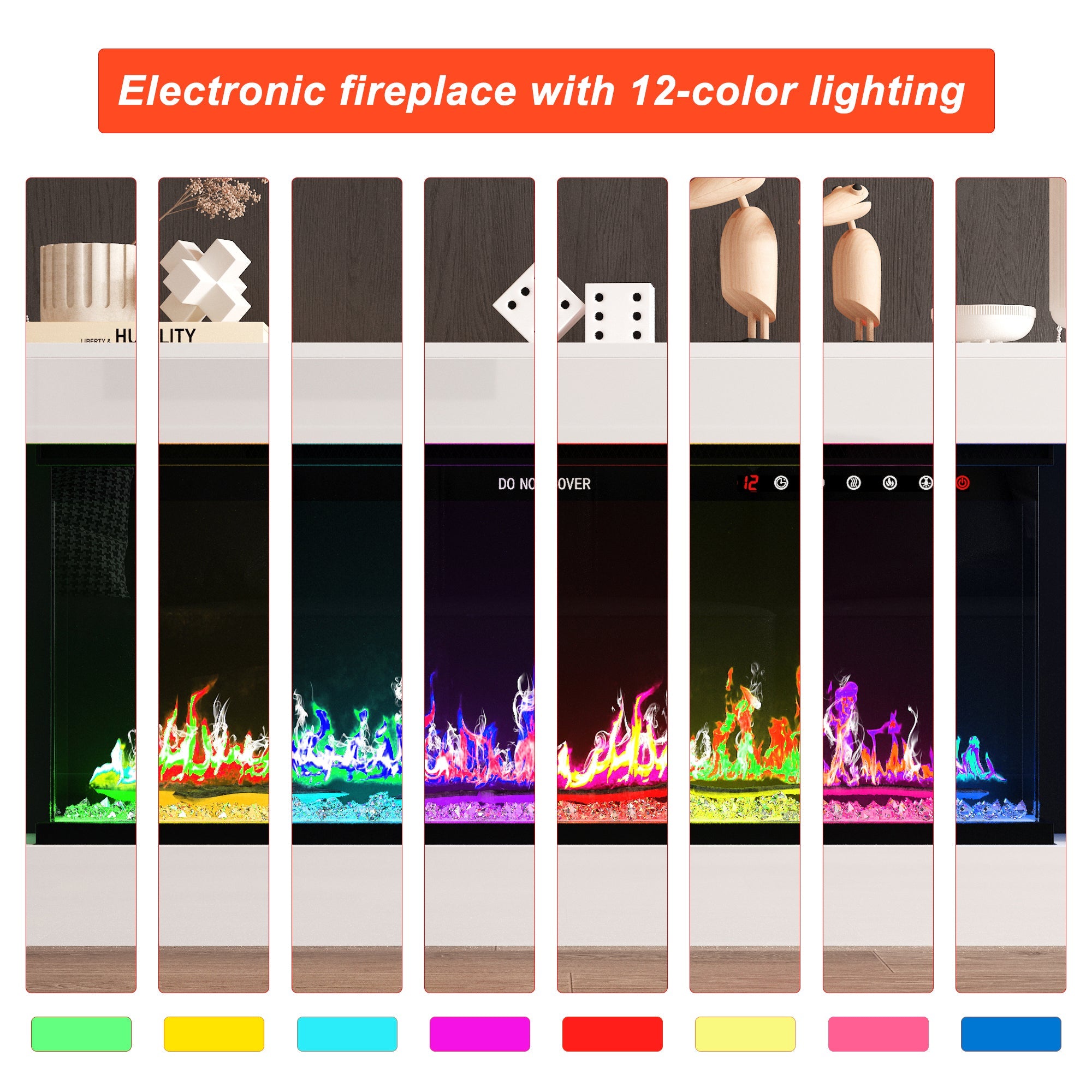 66.9 inches Modern White Electronic Fireplace with TV Stand