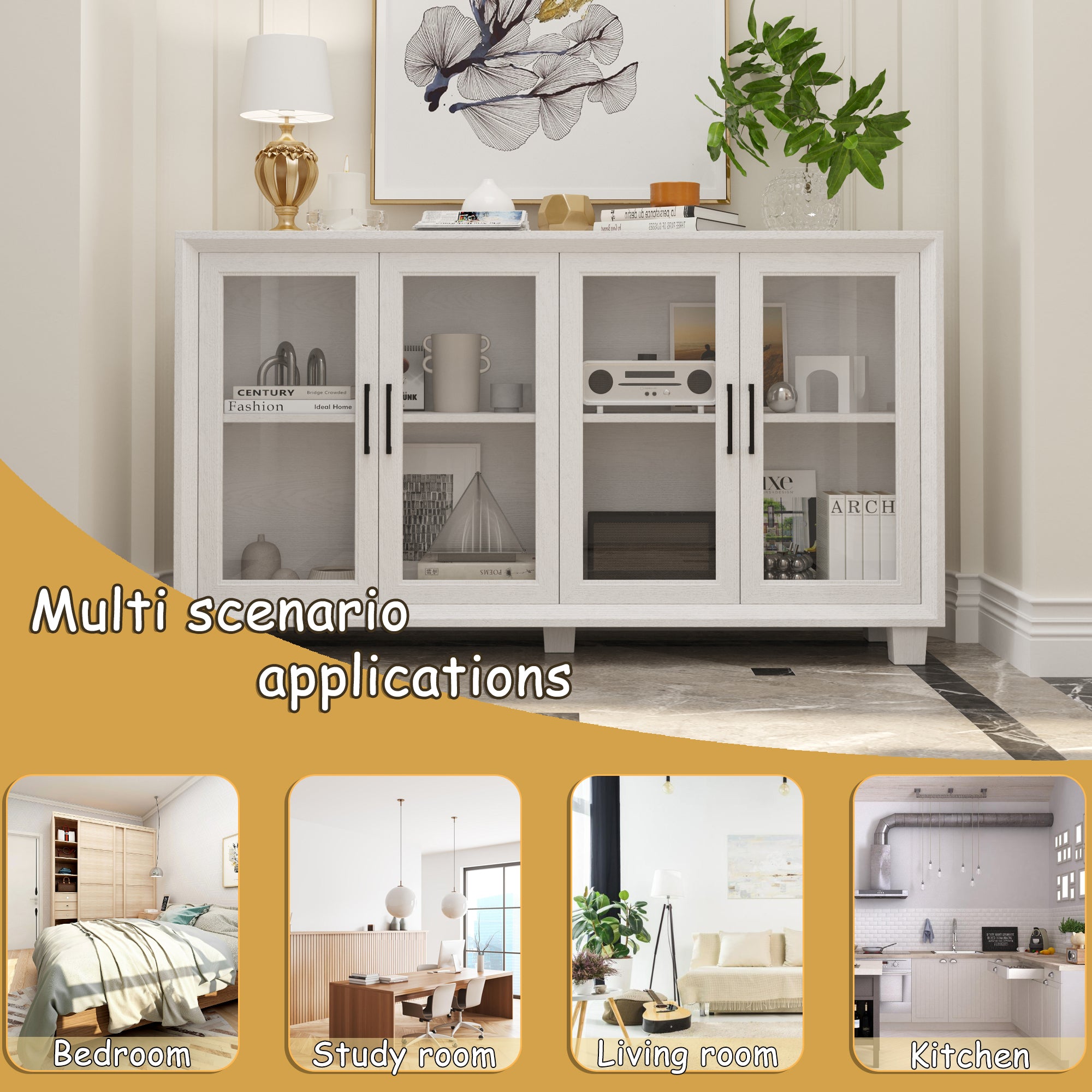 Accent Cabinet With Tempered Glass Door